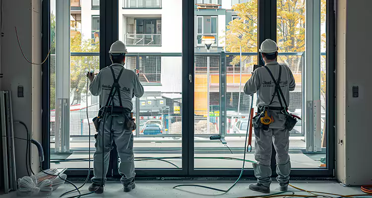 Patio Door Glass Replacement with Built-In Blinds in University, FL